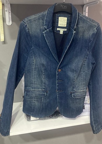 Esprit Dugmeli Kadin Mavi Denim Ceket