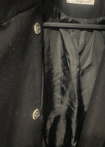 Çift Düğmeli Siyah Kaban - Görsel 6