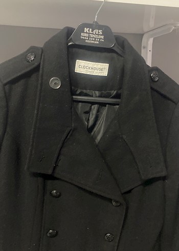 Çift Düğmeli Siyah Kaban - Görsel 4