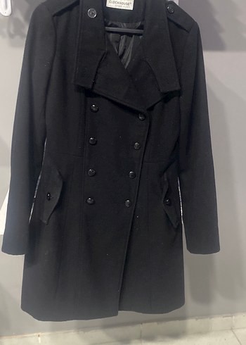 Çift Düğmeli Siyah Kaban - Görsel 2