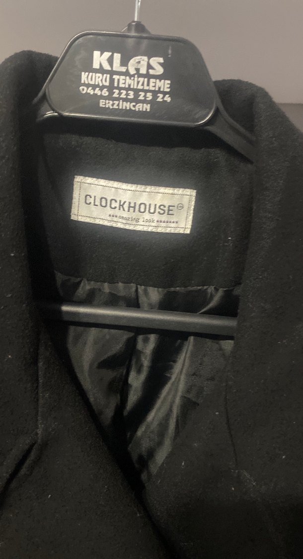 Çift Düğmeli Siyah Kaban - Görsel 5