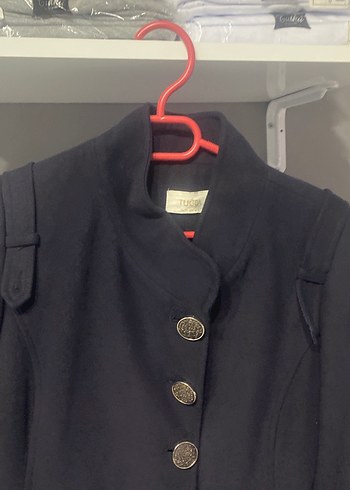 Düğmeli Siyah Kadın Uzun Kaban - Görsel 4