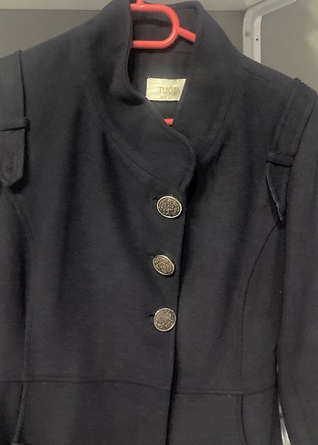 Düğmeli Siyah Kadın Uzun Kaban - Görsel 2