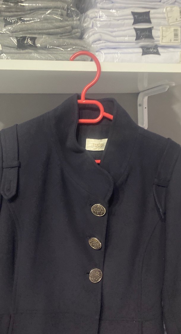 Düğmeli Siyah Kadın Uzun Kaban - Görsel 4