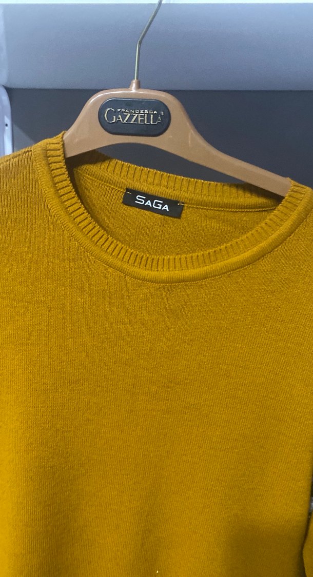 Sarı Uzun Kollu Triko Elbise - Görsel 3