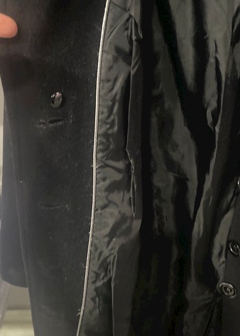 Siyah Düğmeli Uzun Kadın Kaban - Görsel 5