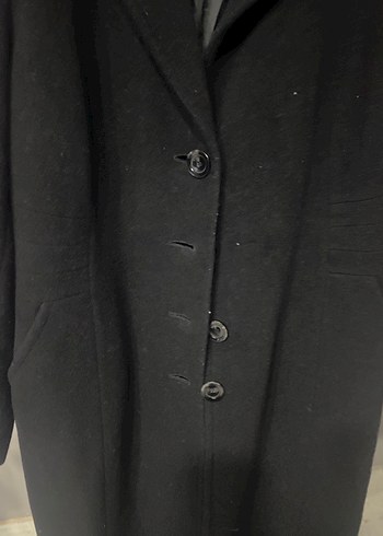 Siyah Düğmeli Uzun Kadın Kaban - Görsel 2