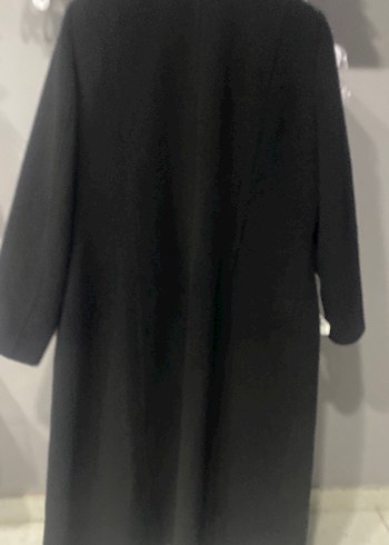 Siyah Deri Kemerli Uzun Kadın Kaban - Görsel 5