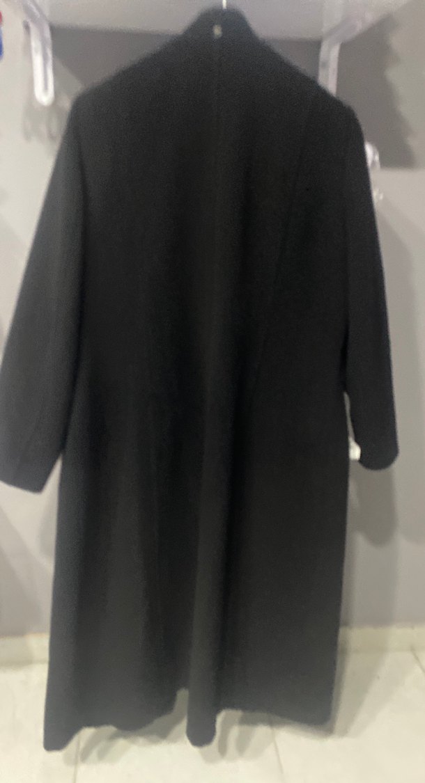 Siyah Deri Kemerli Uzun Kadın Kaban - Görsel 5