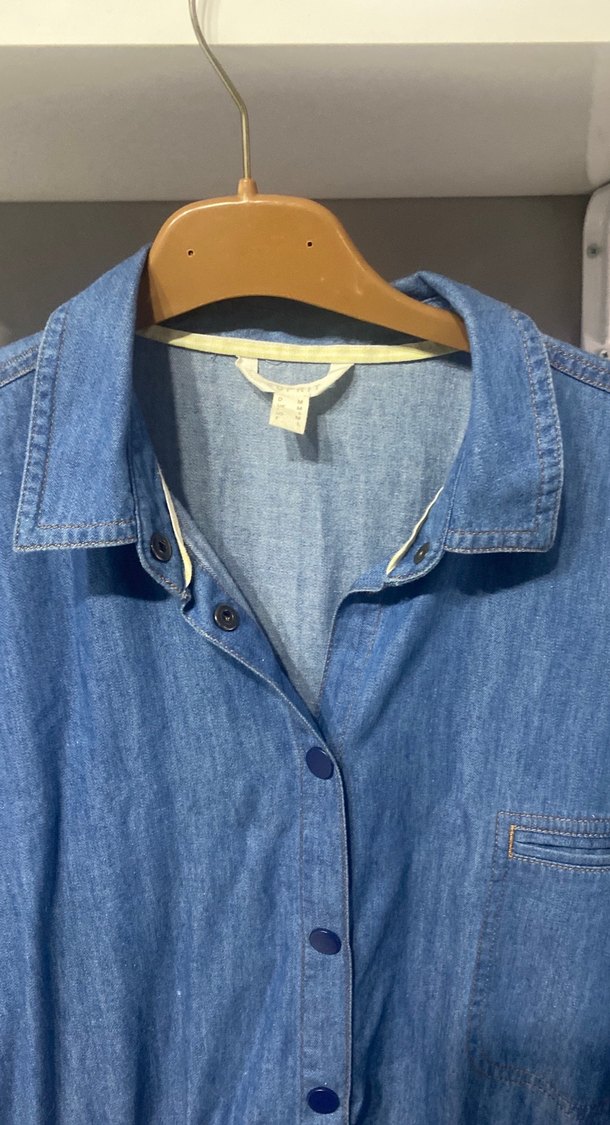 Mavi Düğmeli Midi Denim Ceket - Görsel 3