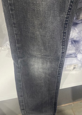Gri Bağlama Desenli Erkek Çocuk Denim Pantolon - Görsel 4