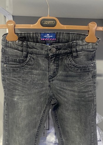 Gri Bağlama Desenli Erkek Çocuk Denim Pantolon - Görsel 3