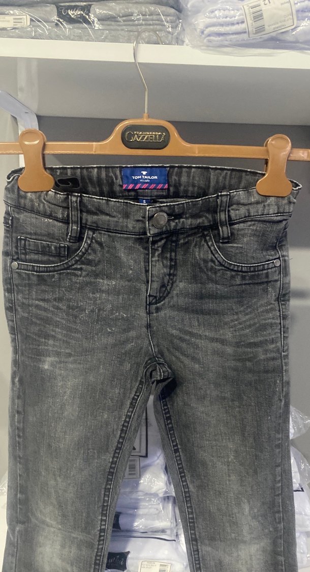 Gri Bağlama Desenli Erkek Çocuk Denim Pantolon - Görsel 3