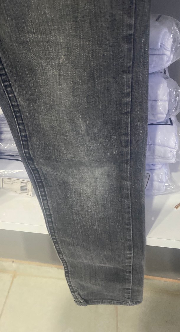 Gri Bağlama Desenli Erkek Çocuk Denim Pantolon - Görsel 5