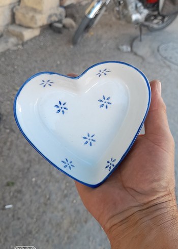 Mavi Kalp Şekilli porselen tabak
