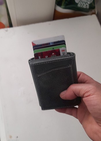Gri renk Minimalist deri Erkek Cüzdan - Görsel 4