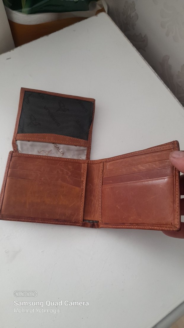 Kahverengi gercek deri Vintage Erkek Cüzdanı - Görsel 3