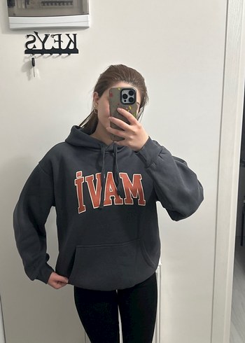 Gri Kapüşonlu Uzun Kollu Sweatshirt