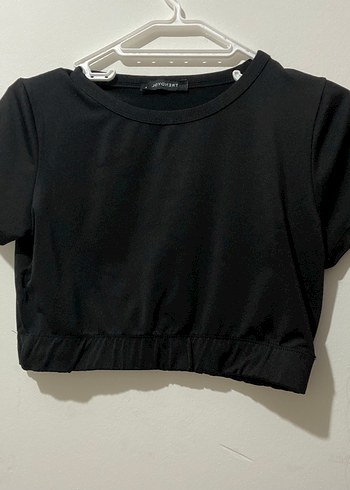 Siyah Kısa Kollu Crop Top