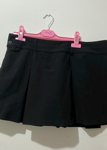 Bershka Bershka Siyah Mini Pilili Kadın şort Etek