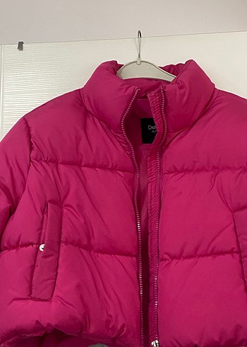 Defacto Pembe Kadın Kışlık Crop Mont