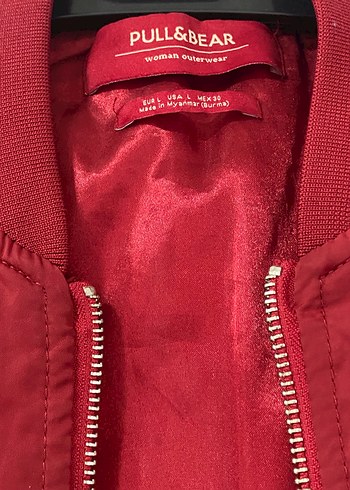 l Beden kırmızı Renk Bordo bomber ceket