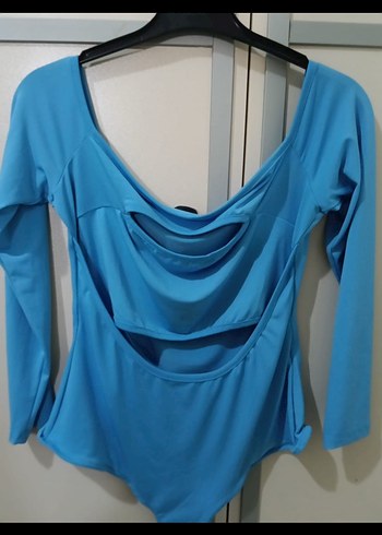 Mavi Drapeli Uzun Kollu Straplez Bluz - Görsel 2