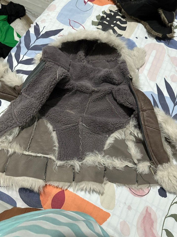 Kahverengi Süet Kürklü Kapüşonlu Bebek Mont - Görsel 3