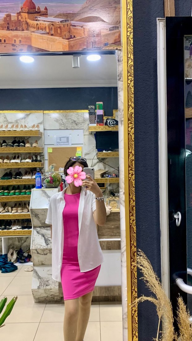 Pembe Straplez Midi Elbise - Görsel 2