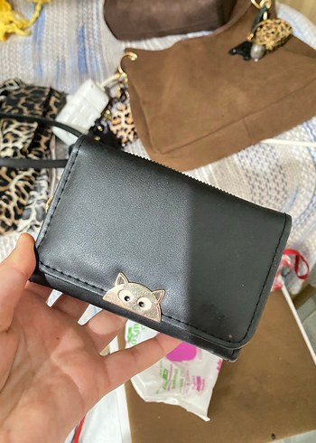 Atmosphere Siyah Mini Kedi Detayli Cuzdan