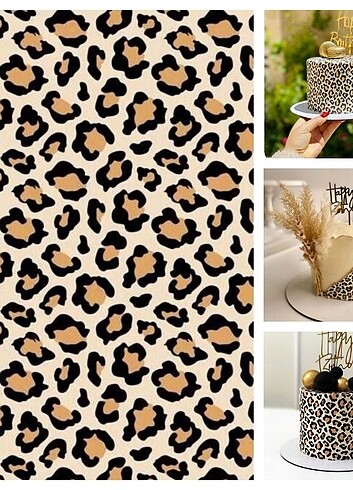 Yenilebilir Kağıt Leopar Desenli Pasta Kaplama Şekerli Baskı KAĞ