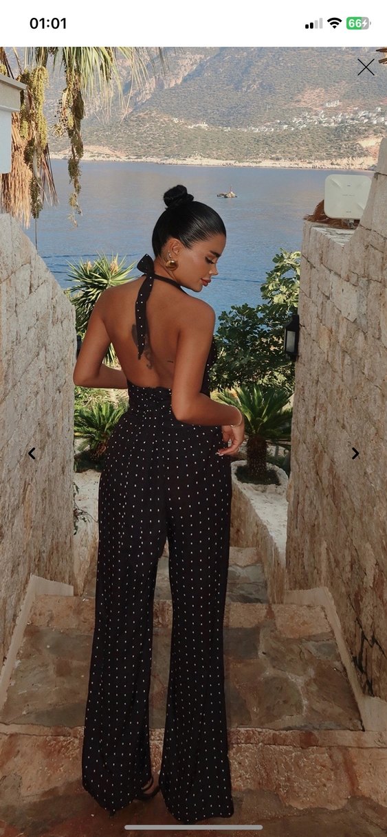 Siyah Payetli V Yaka Uzun Tulum - Görsel 3