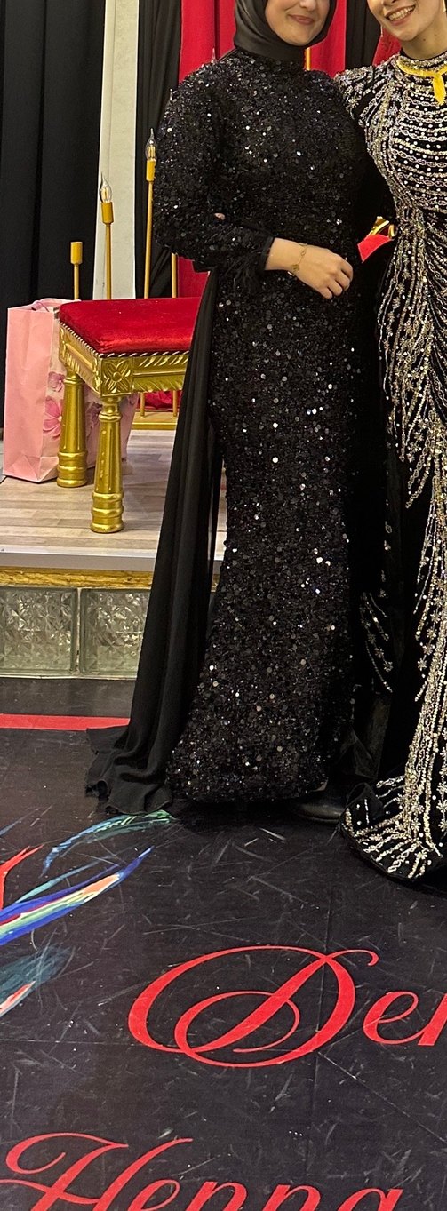 Uzun Siyah Drapeli Abiye Elbise - Görsel 2