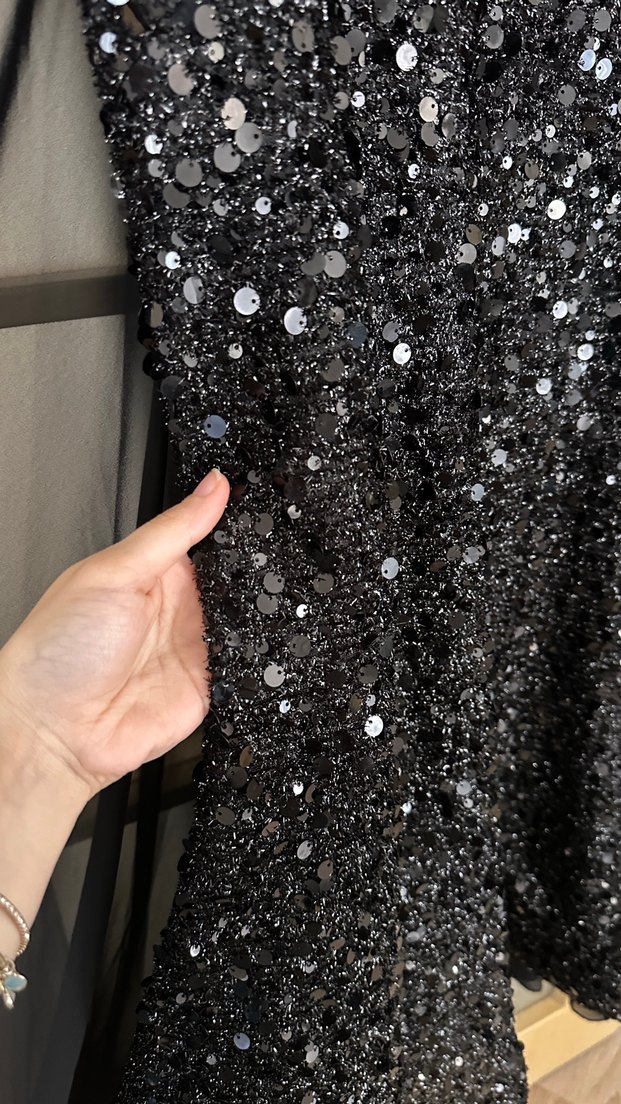 Uzun Siyah Drapeli Abiye Elbise - Görsel 4