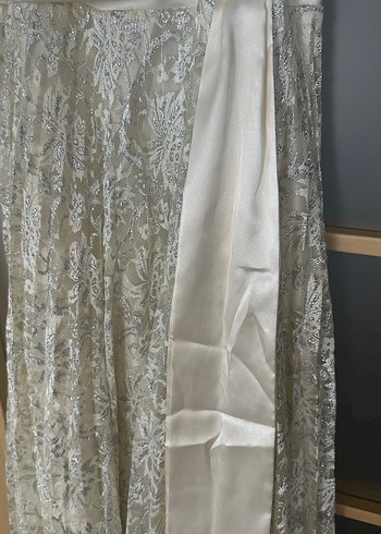 Beyaz Drapeli Uzun Abiye Elbise - Görsel 5