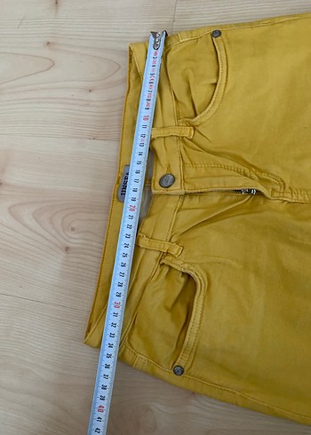 13-14 Yaş Beden sarı Renk Sarı Denim Kadın Kumaş Pantolon