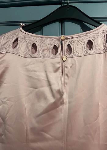 Pembe Kadifemsi Kısa Kollu Midi Elbise - Görsel 3