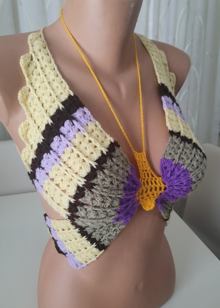 Kelebek bustiyer el örgüsü  - Görsel 4