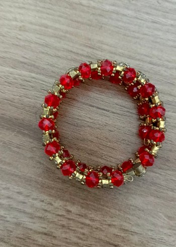 Kırmızı İşlemeli Boncuklu Kadın Bileklik - Görsel 3