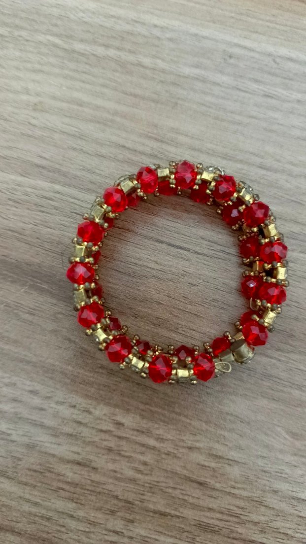 Kırmızı İşlemeli Boncuklu Kadın Bileklik - Görsel 3