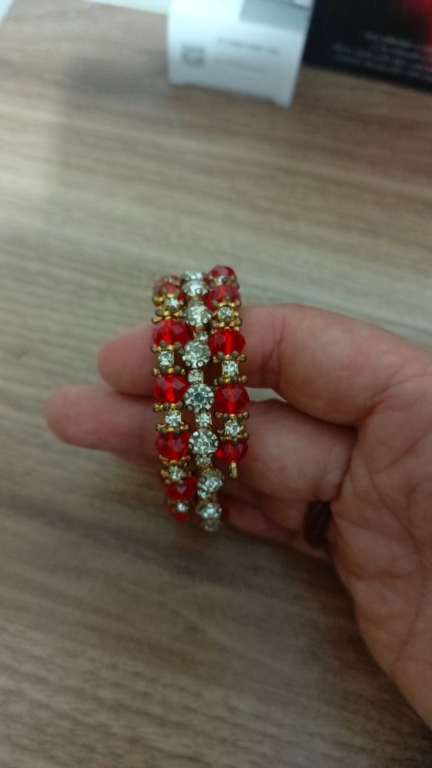 Kırmızı İşlemeli Boncuklu Kadın Bileklik - Görsel 2