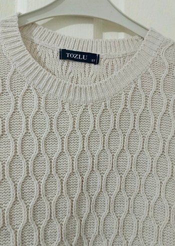 Uzun Kollu Krem Triko Kadın Elbise - Görsel 3