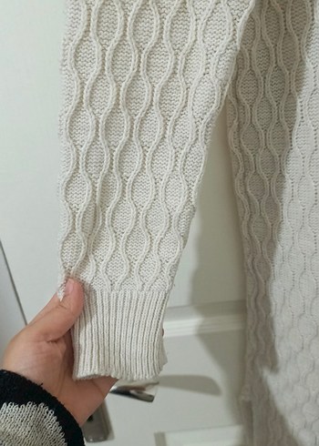 Uzun Kollu Krem Triko Kadın Elbise - Görsel 4