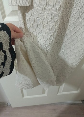 Uzun Kollu Krem Triko Kadın Elbise - Görsel 5