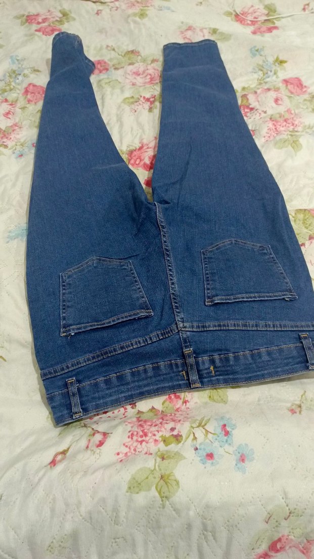 Mavi Düğmeli Kadın Midi Boy Rahat Kesim Kot - Görsel 2