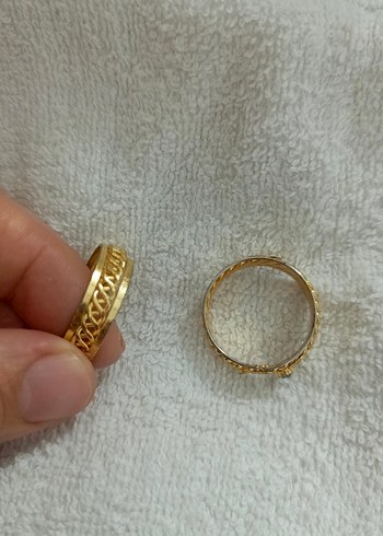 Boncuklu Yılan Desenli Altın Renk Kadın Yüzük - Görsel 4