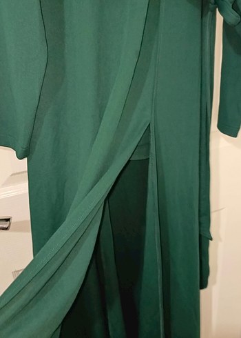 Uzun Kollu Yeşil Salaş Elbise - Görsel 3