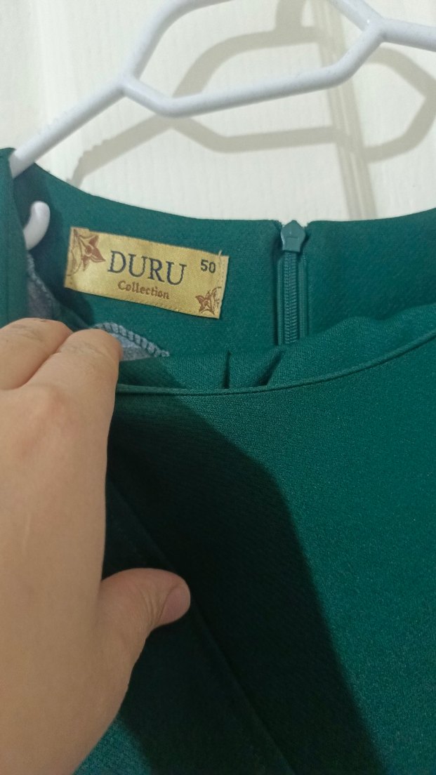 Uzun Kollu Yeşil Salaş Elbise - Görsel 5