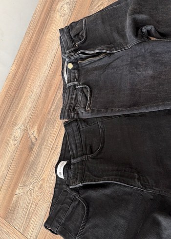 Zara Siyah ve Gri Midi Boy Kadın Kot Pantolon