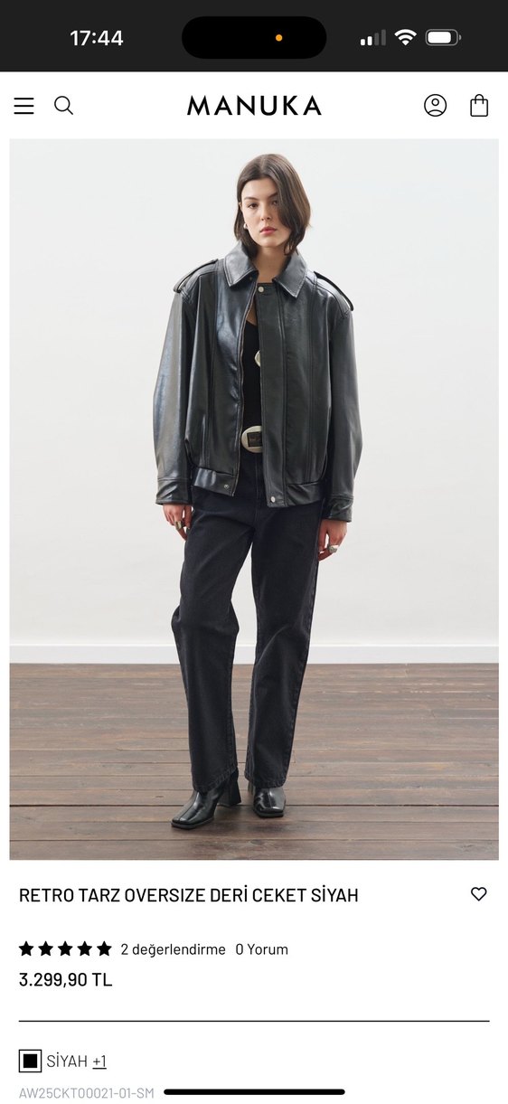 Siyah Deri Oversize Kadın Ceket - Görsel 3